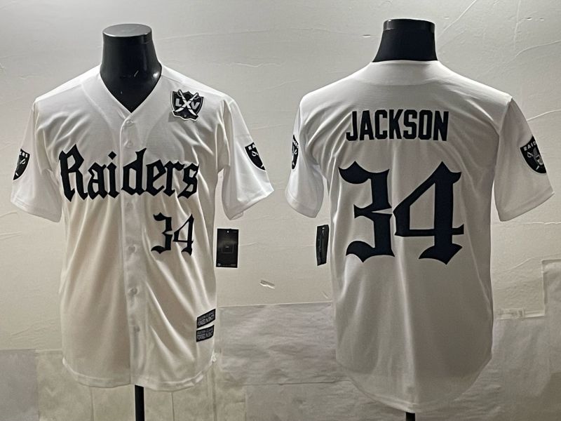 Men 2025 Oakland Raiders #34 Jackson white 6th generation Joint Name Nike Limited NFL Jersey style 05
